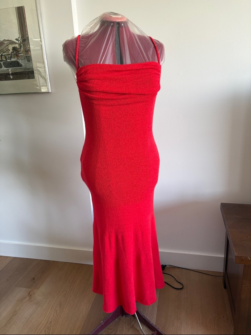 Sunday in Brooklyn Bright Red Strapless Knit Maxi Dress
